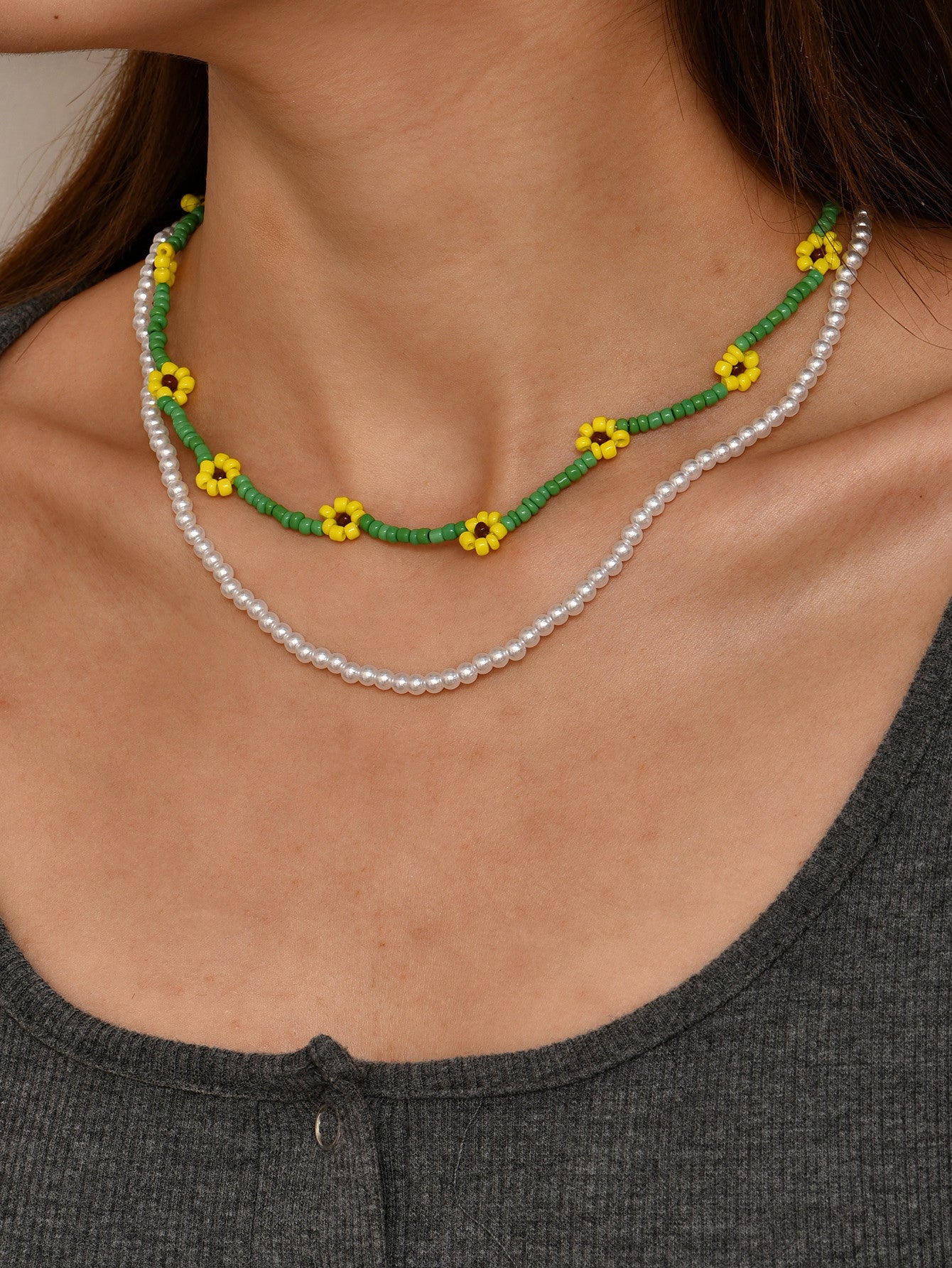 Fashionable Simple Irregular Double All-match Necklace For Women's