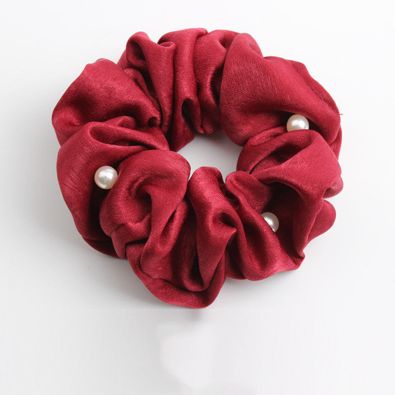Elegant Faux Pearl Hair Scrunchie Creative rubber band fabric hair accessories hair ring