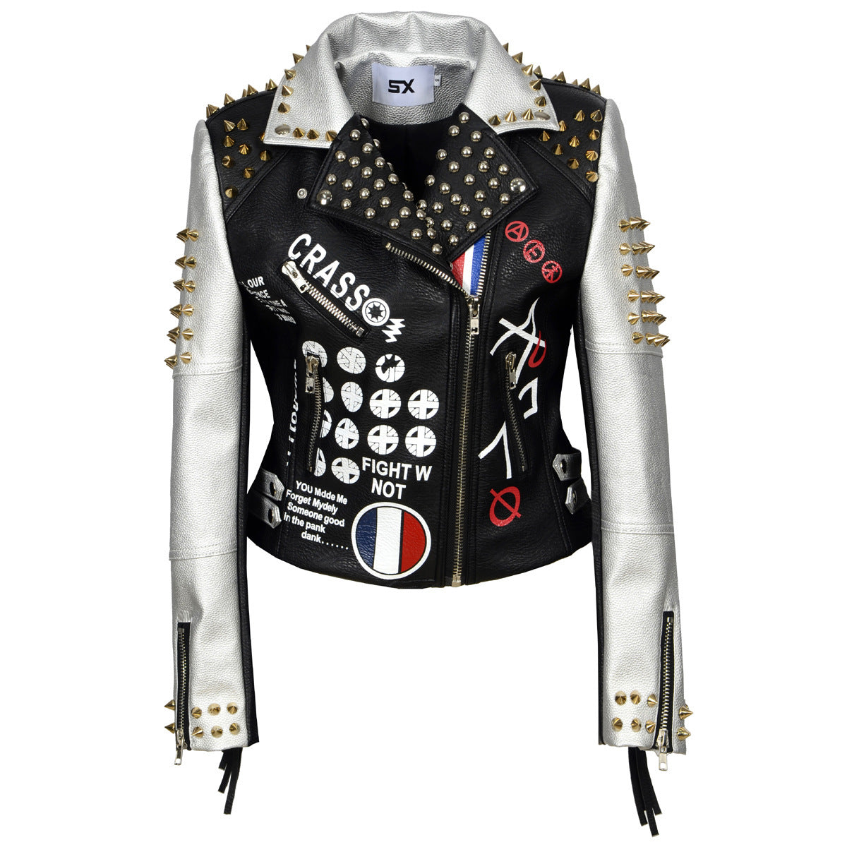 Rock Graffiti leather Jacket for Women's