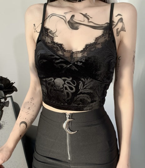 Personality Lace Suspender Top Crop Vest For Women