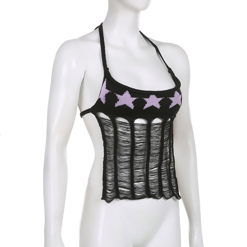 Spicy Girls Street Hip-hop Star Hollow Design Tank Top