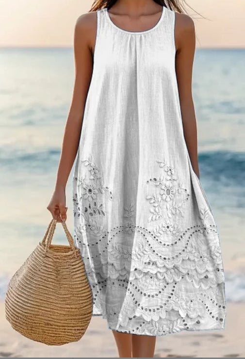 Polyester Short-sleeve One-piece Dress For Women