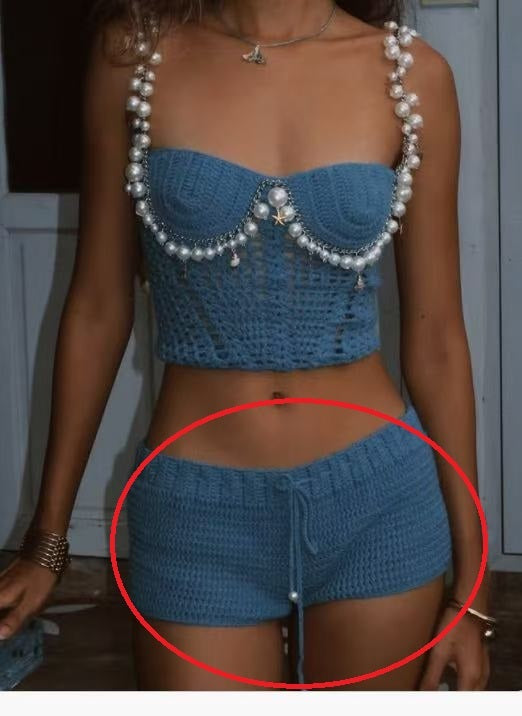 Sexy Solid Color Crop-top Spaghetti-strap Beading Top For Women's