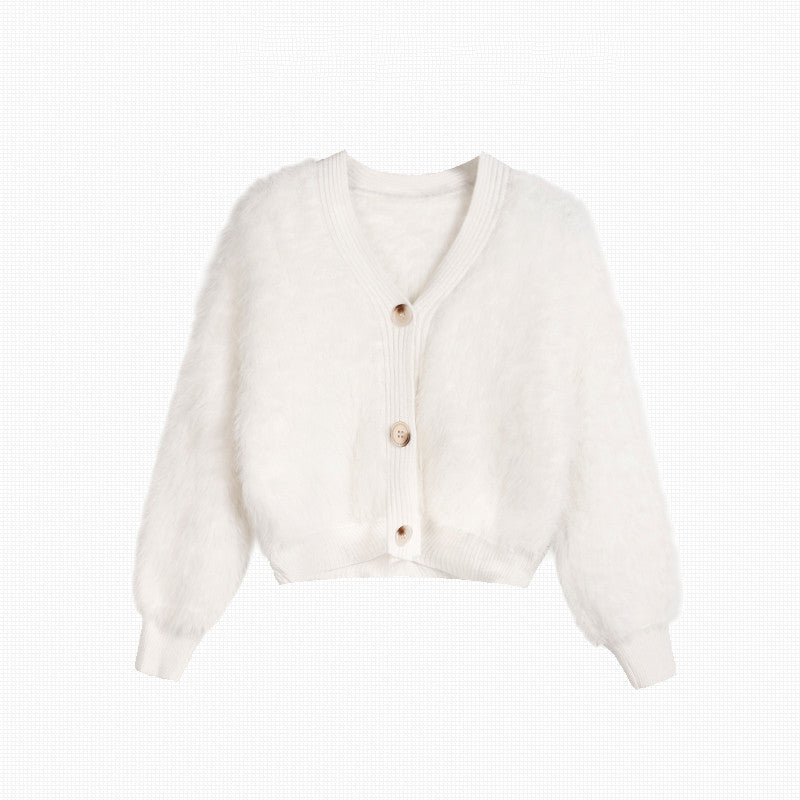 Knitted V-neck Cardigan Blouse Jacket