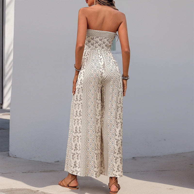 Sleeveless Tube Top Printed Jumpsuit For Women's