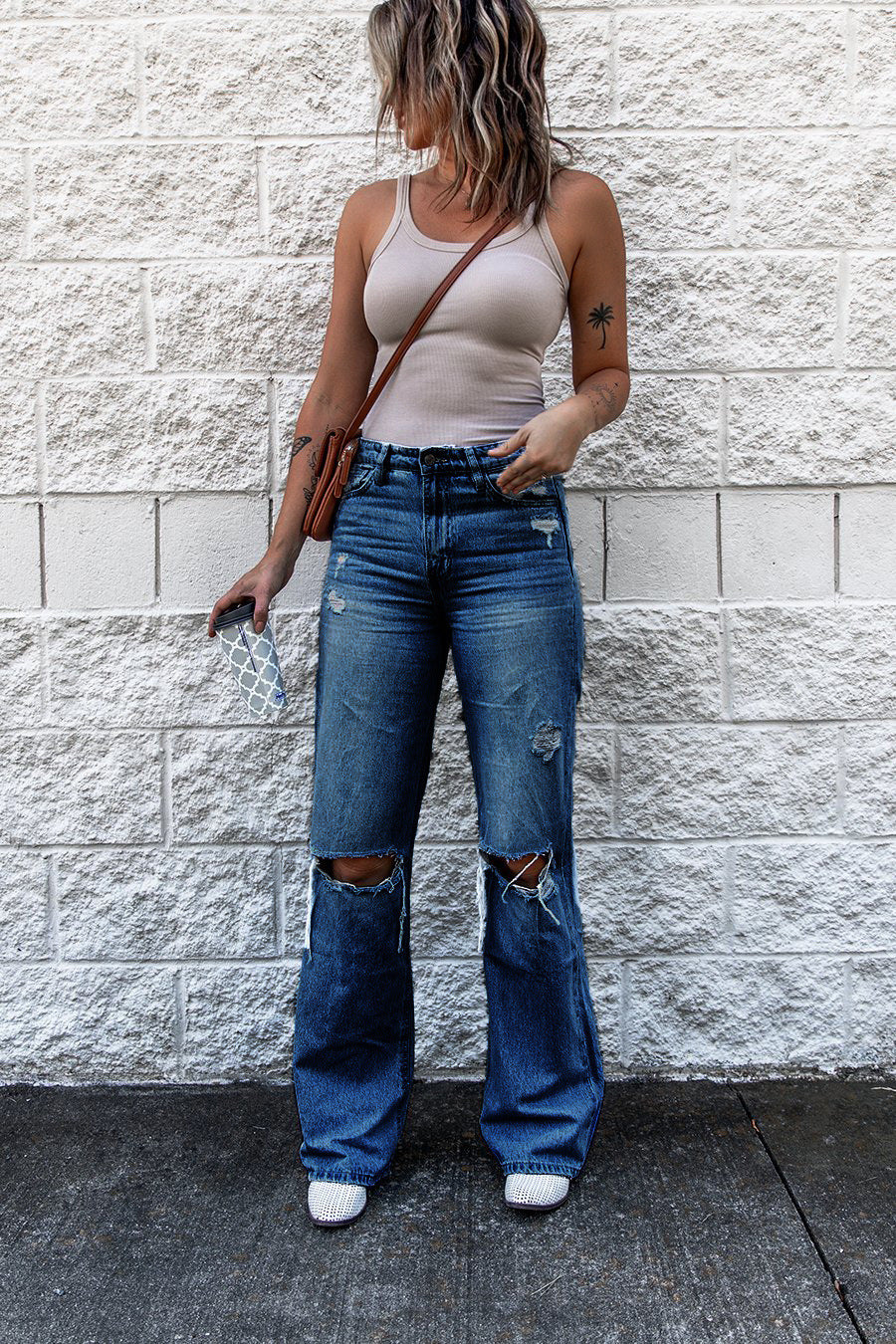 Ripped High Waist Retro Slim Fit Denim Boot-cut Pants