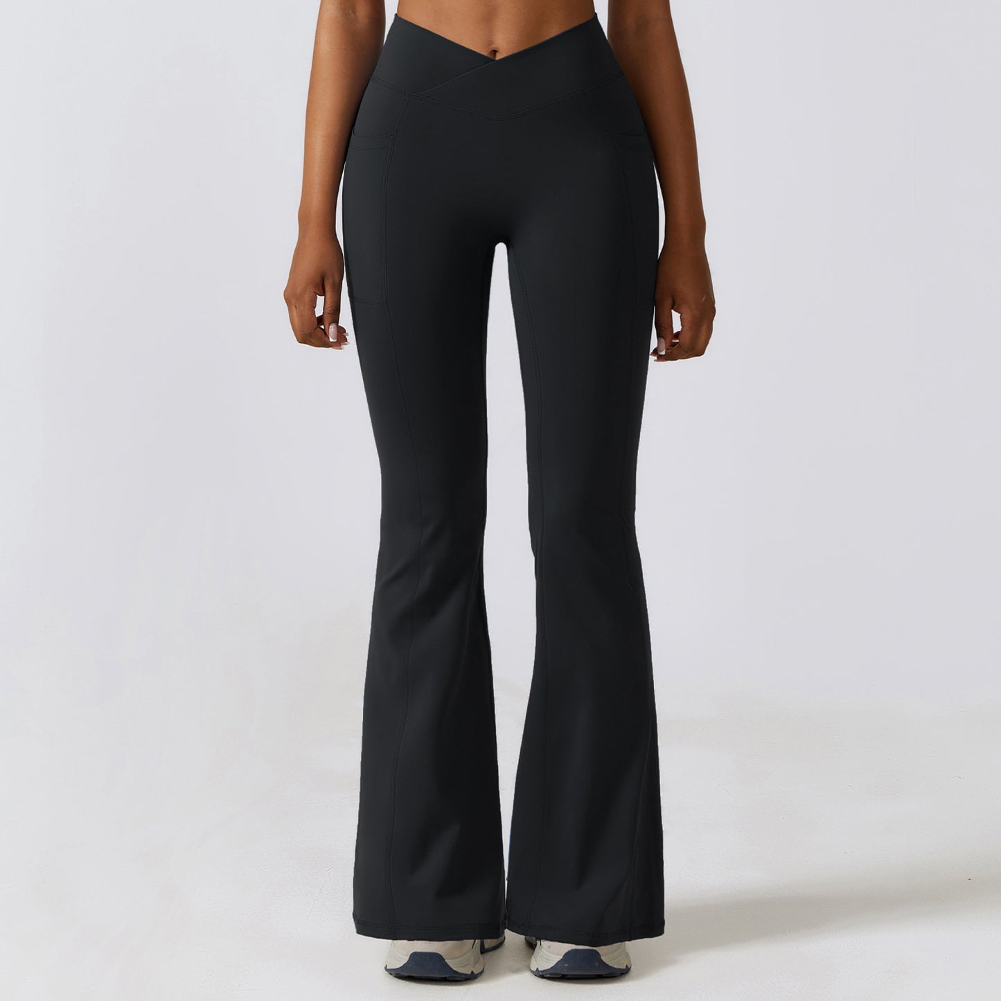 Sculpt & Flow Crossover Flared Leggings – High-Waist V-Cut Comfort Wide Pants Hip Lifting Yoga Bell-bottom Pants Sports
