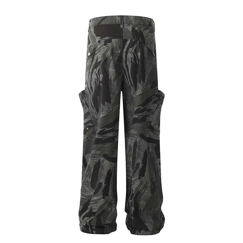 Urban Stealth – Dark Camo Utility Cargo Pants Graffiti Camouflage Straight Jeans For Women
