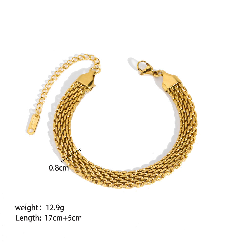 Elegant Gold Plated Bracelet Stack - Various Chain Designs Stainless Steel Ornament Bracelet Female