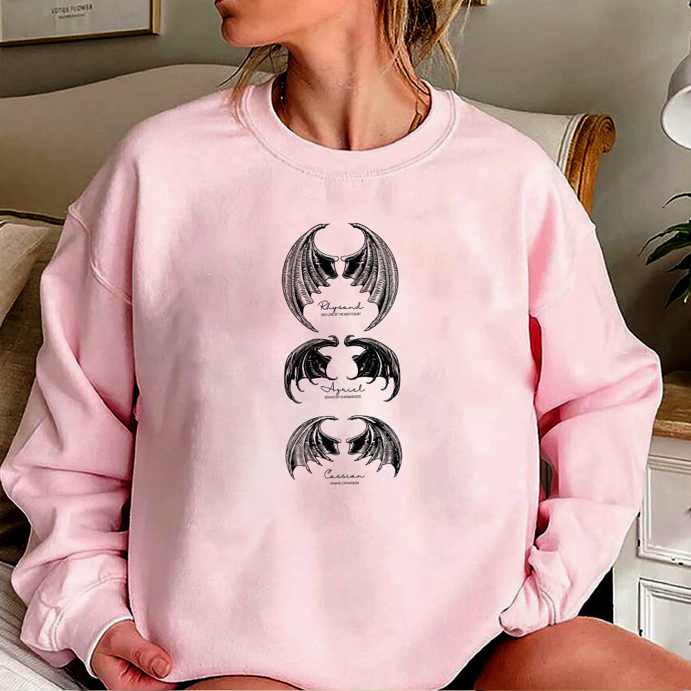 Mythical Creature Graphic Sweatshirt - Women Crewneck Pullover Night Shirt Thorns And Rose Court T-shirt