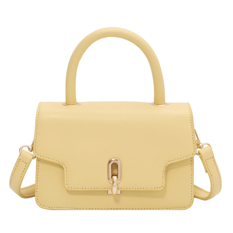 Modern Structured Top-Handle Mini Bag – Gold Clasp Closure & Crossbody Strap Fashion Western-style Single Shoulder Messenger Armpit Portable Small Square Women's Bag