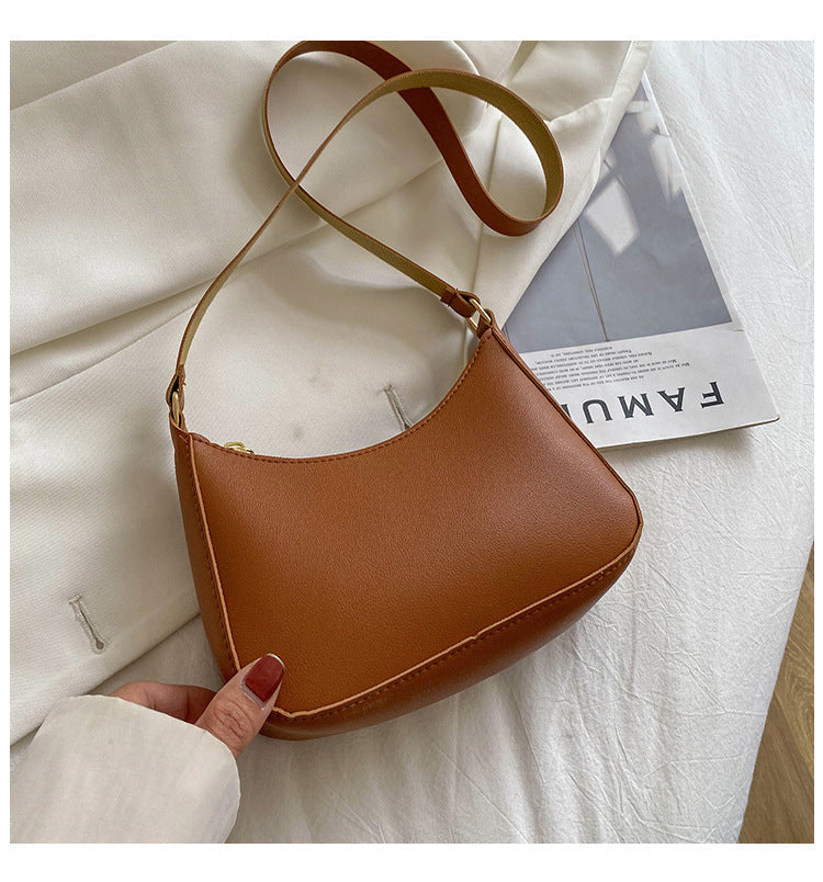 Elegant Faux Leather Small Shoulder Bag | Versatile & Compact Retro Portable Shoulder Underarm Bag Handbag