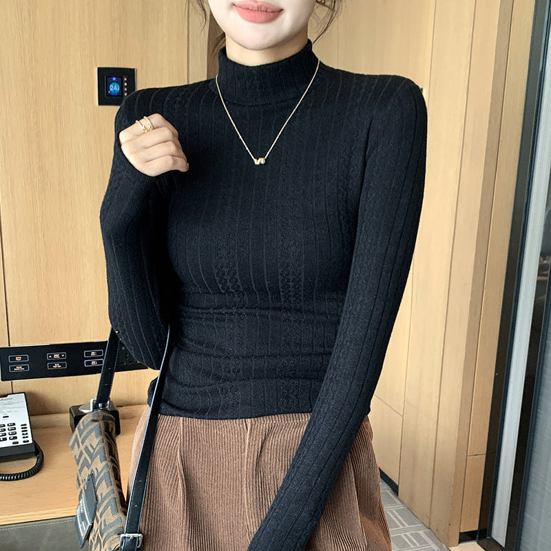 Knitwear Bottoming T-Shirt Women's Autumn And Winter Western Style Inner Wear Half Turtleneck