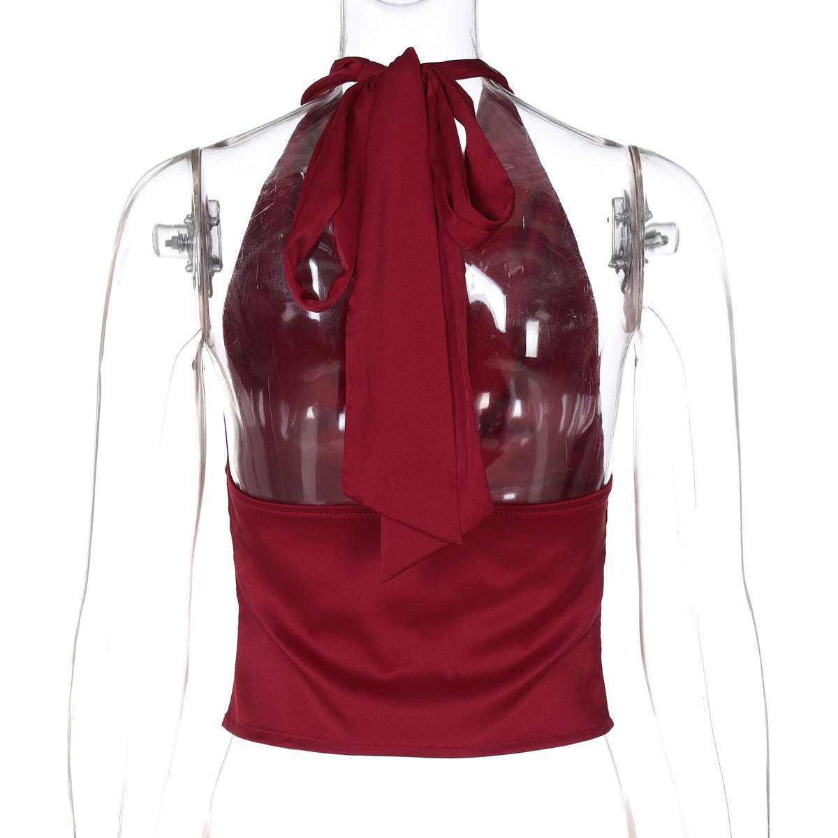 Halter Backless Tank Vest Fashion Solid Color Slim Fit Tied Tube Top For Women's