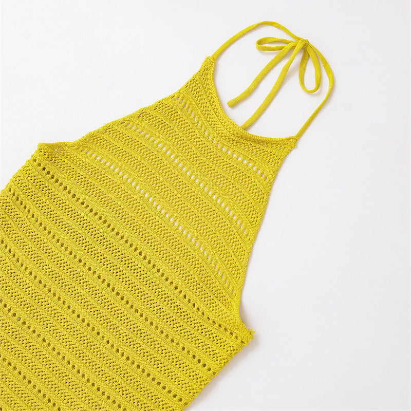 Fashion Halter Hollow Texture Women's Knitwear