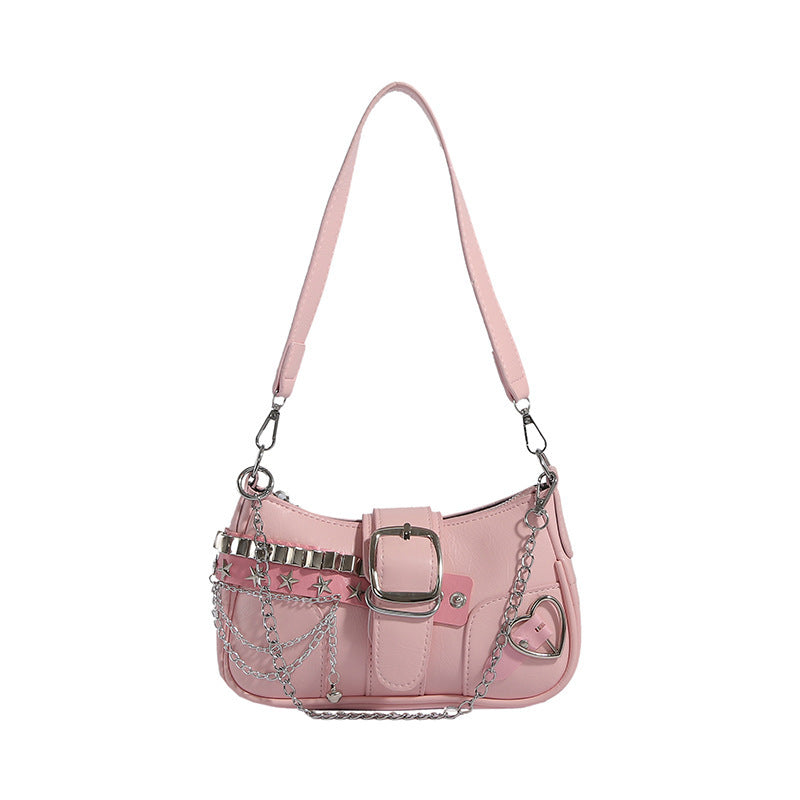 Aesthetic Buckle Detail Mini Shoulder Bag Underarm Bag All-match Crossbody Belt XINGX Shoulder Bag