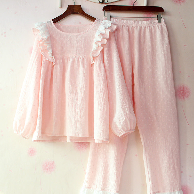 Comfortable Two-Piece Loungewear Set for Women Korean women's cotton pajamas