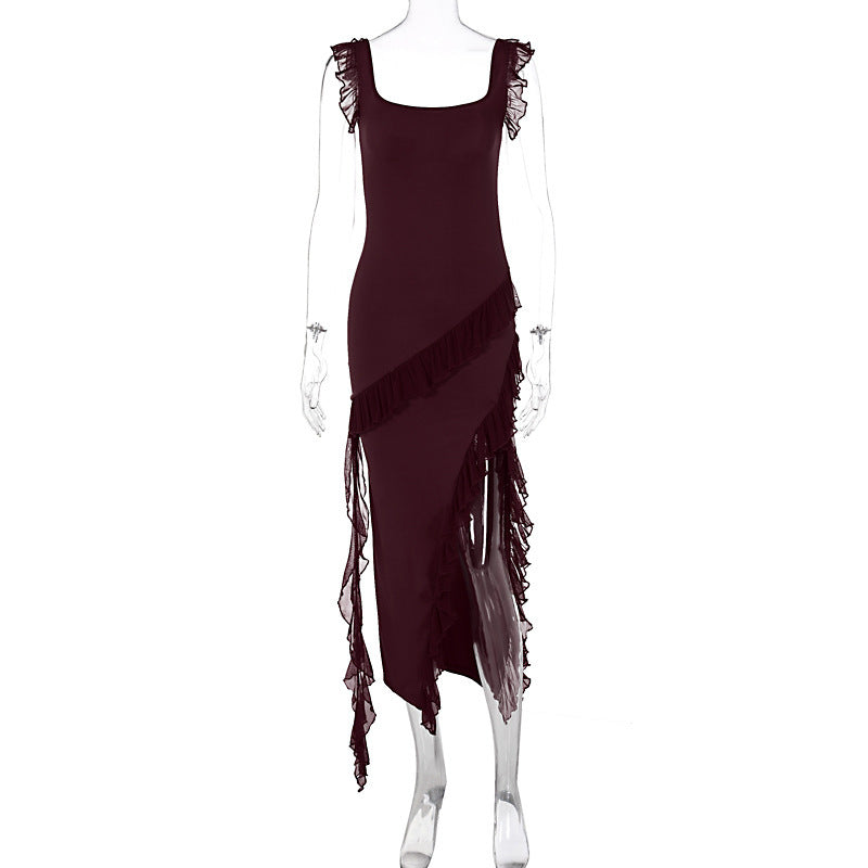 Versatile Fashionable Stringy Selvedge Stitching Temperament Bodycon Dress