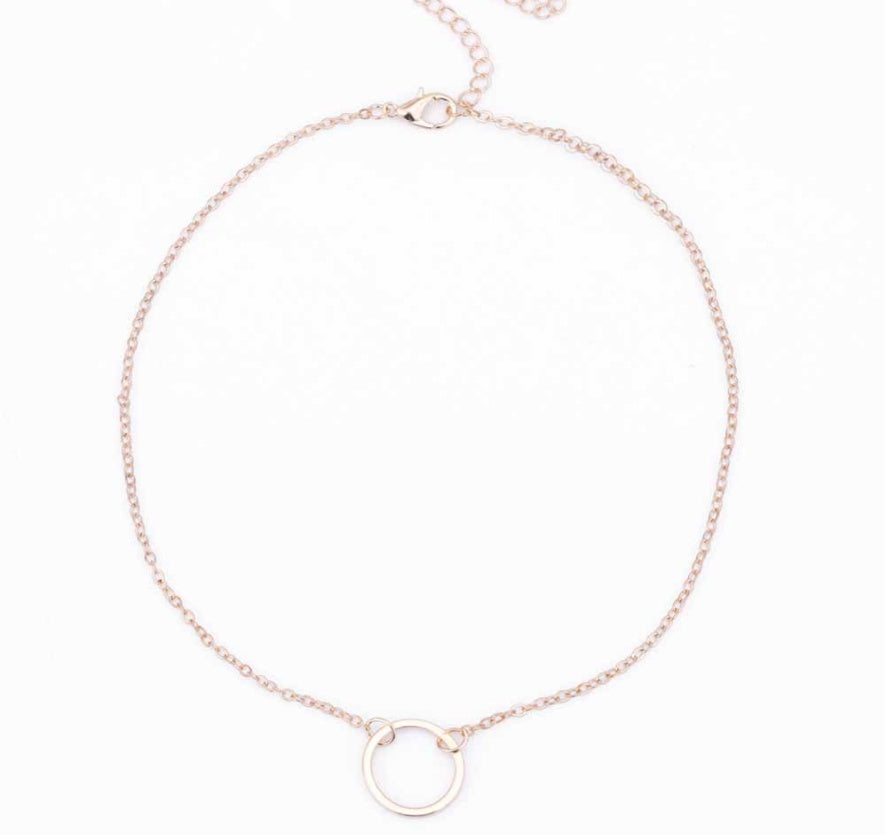 Dainty Circle Pendant Necklaces & Chokers Chain metal ring short necklace