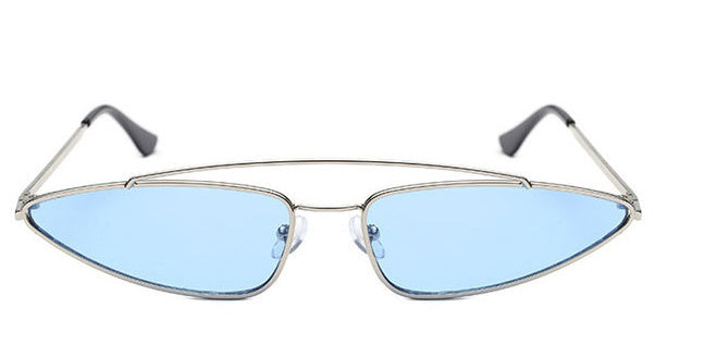 Retro Skinny Cat Eye Sunglasses New Double Metal Frame Vintage Sunglasses