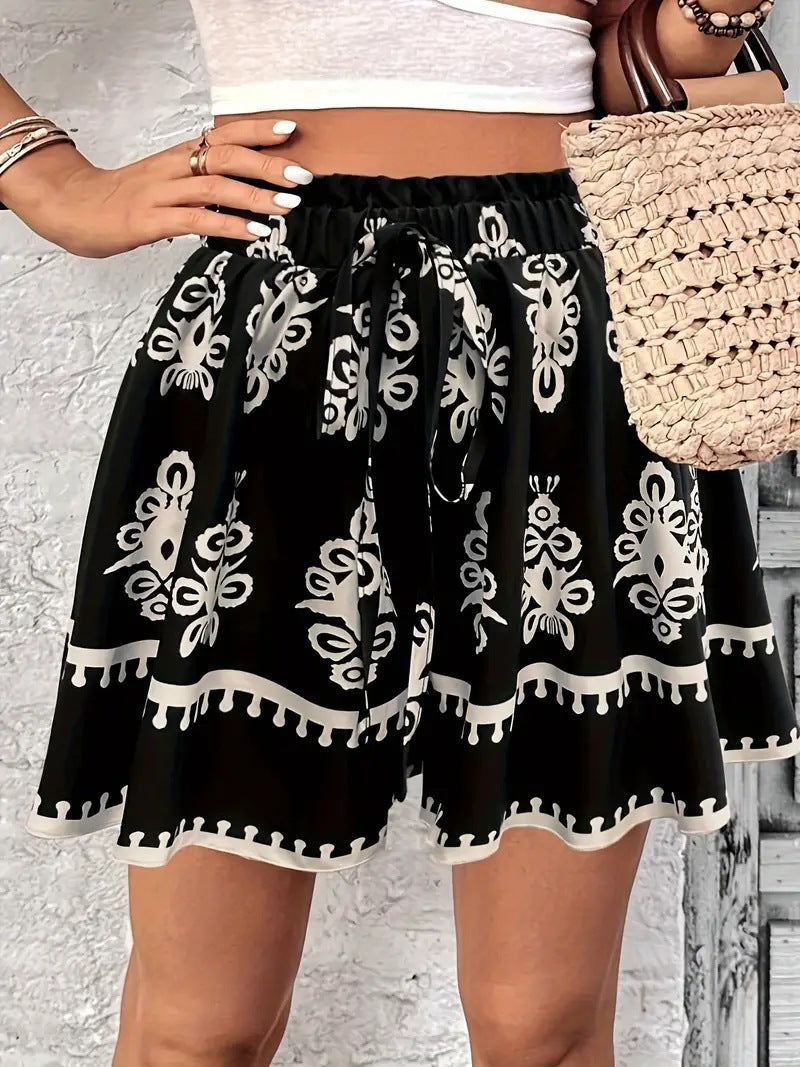 Fashion Positioning Printing Casual Wide-leg Shorts For Women's