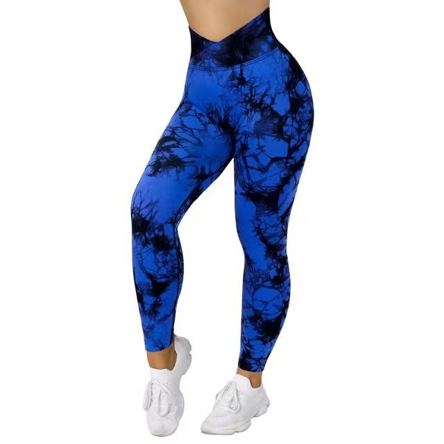 Tie-Dye Seamless Scrunch Leggings – Bold Prints, Sculpted Fit Yoga Pants Push Up Sport Fitness Running Gym Leggings