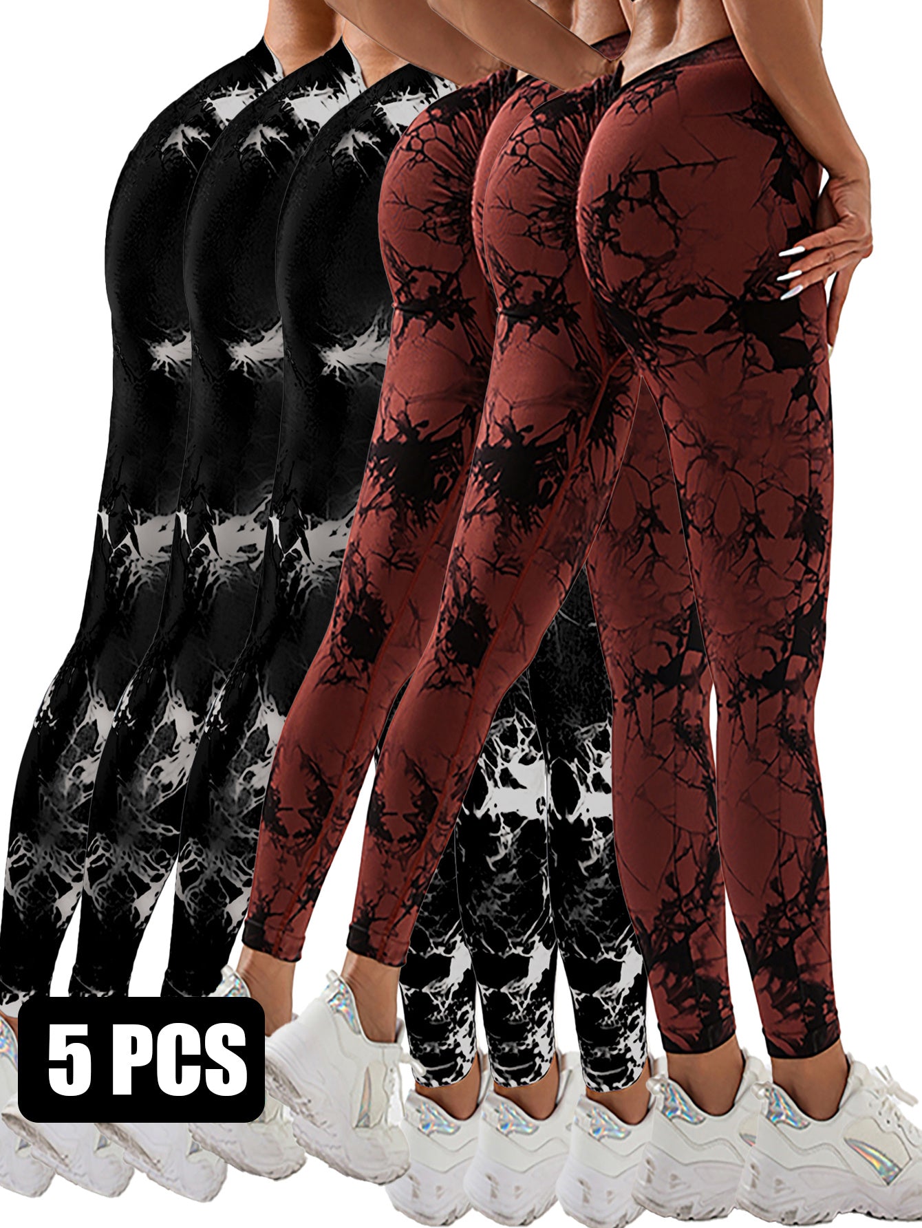 Tie-Dye Booty Boost Leggings (5-Pack) Dyed Yoga Pants With A Waistband At The Lower Back Active Yoga Pants