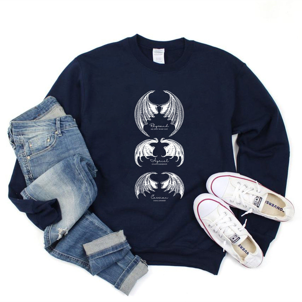 Mythical Creature Graphic Sweatshirt - Women Crewneck Pullover Night Shirt Thorns And Rose Court T-shirt