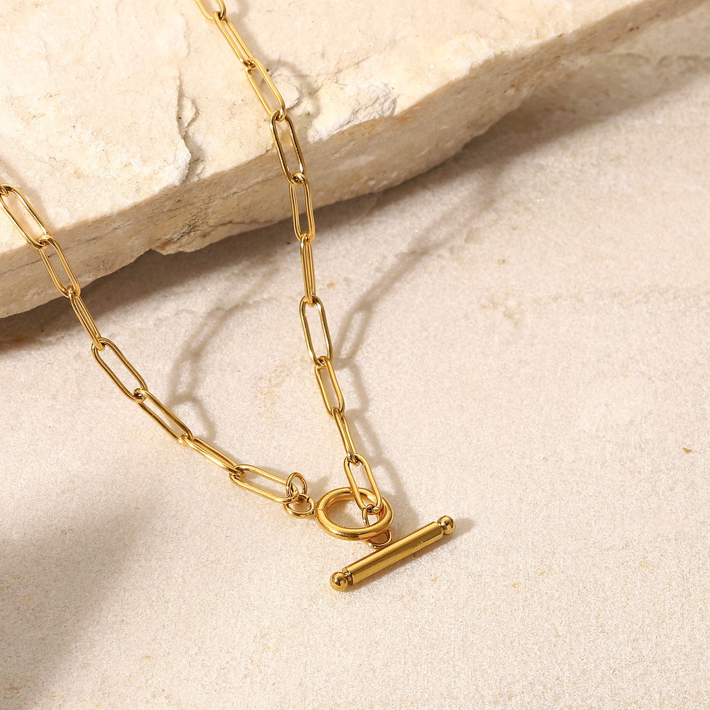 Modern Gold Link Necklace with T-Bar Clasp Fashion Clip Accessories Necklace For Women