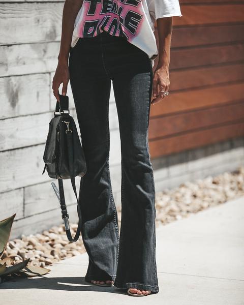 Retro Hippie Stretch Flare Slim Fit Pants Wide-Leg Flared Jeans