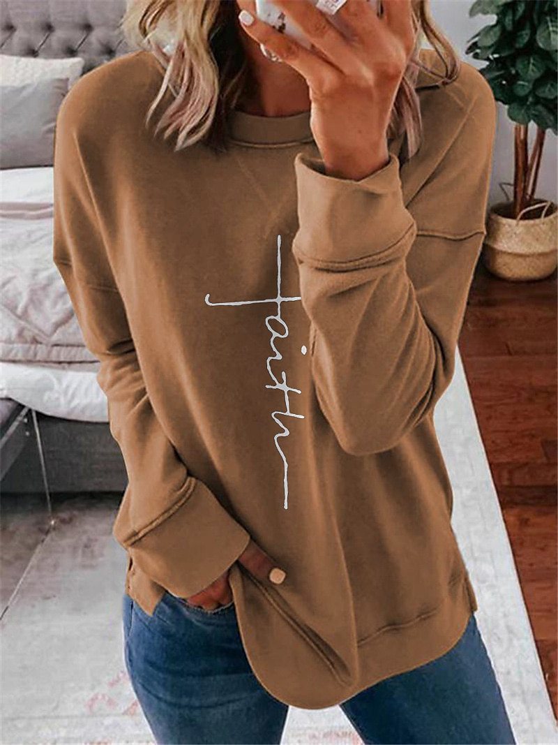 Printed Letter Daily Round Neck T-Shirt For Women