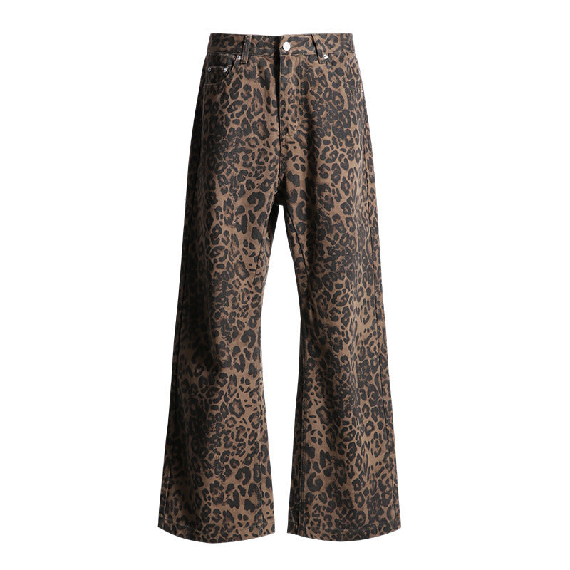 Leopard Print Wide-Leg Pants – Y2K Streetwear Aesthetic