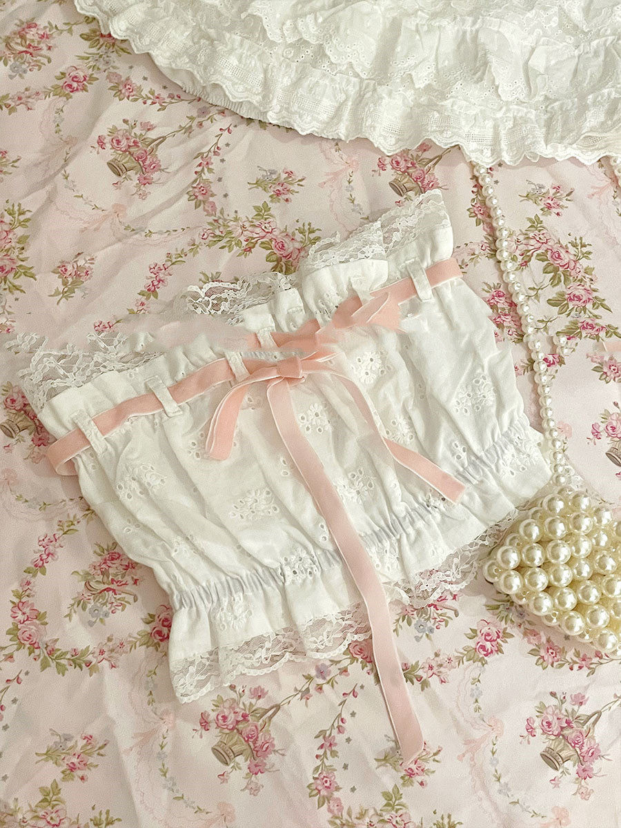 Sweet Lace Embroidered Bow Girl Vest