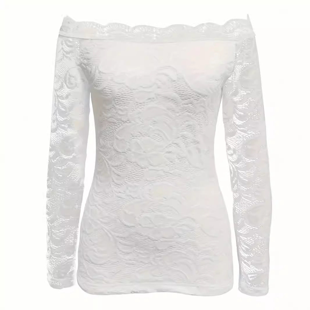 Solid Color Sexy Lace Casual All-match Bottoming Shirt
