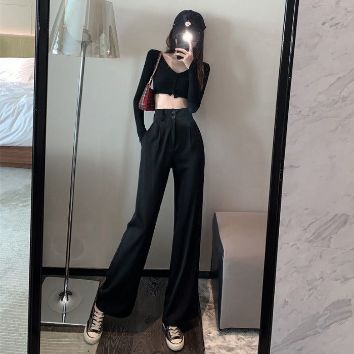 Urban Contour Tailored Trousers – Sleek Meets Street White Pants Women's High Waist Drape Suit Wide Leg Pants