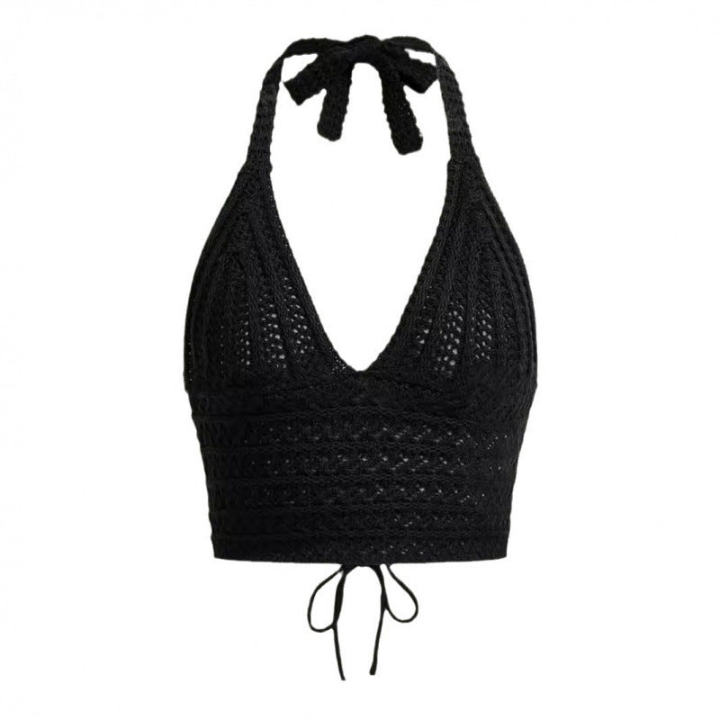 Seaside Holiday Short Inner Woven Halter Top Vest For Women's