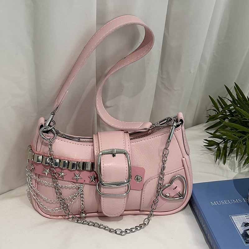 Aesthetic Buckle Detail Mini Shoulder Bag Underarm Bag All-match Crossbody Belt XINGX Shoulder Bag