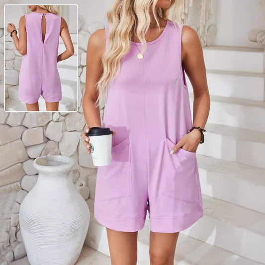 Sleeveless Shorts Jumpsuit With Pockets Fashion Beach Pants Summer Clothing