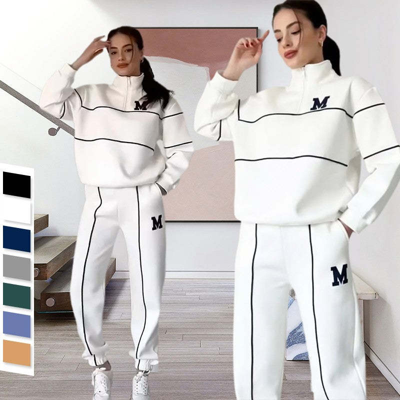 Michigan Varsity Lounge Set – Cozy Fit, Classic Edge Women's 2 Piece Outfits Lounge Hoodless Pullover Sweatshirt Sweatsuit Sets Sweatshirt Baggy Fashion Sweatpants With Pockets