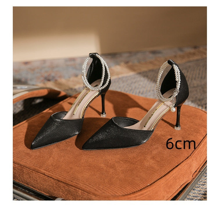 Pearl Ankle Strap Heels – Elegant 6cm & 8cm Heels for Parties & Occasions