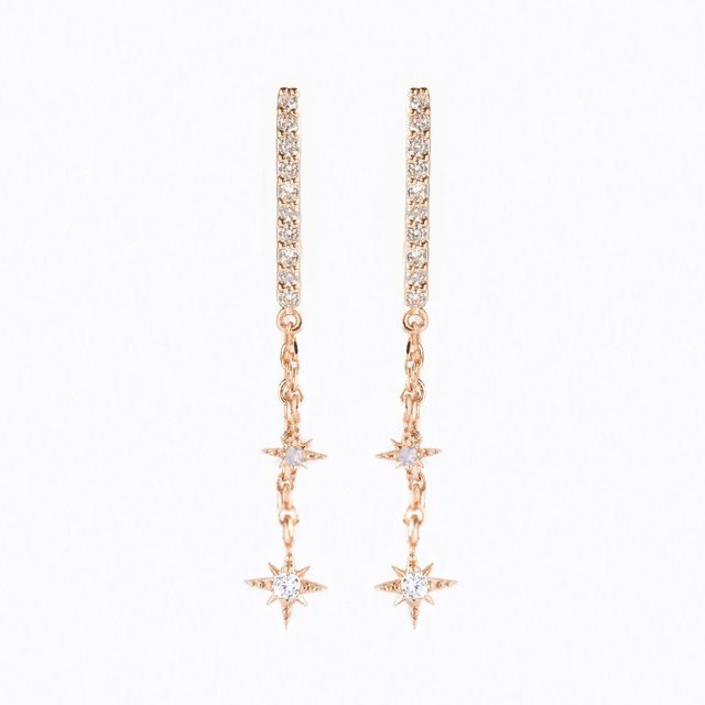 New Design Stainless Steel Cubic Zirconia Chain Hoop Earring