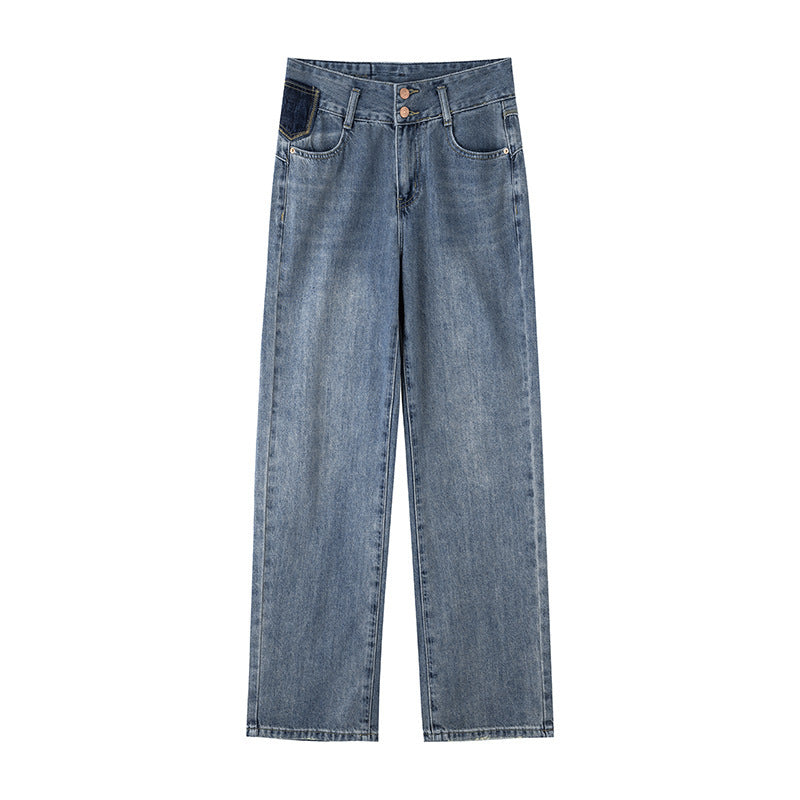 Urban Ease – Mid-Wash Loose Fit Jeans Fashion Personality Wide Leg Jeans For Women