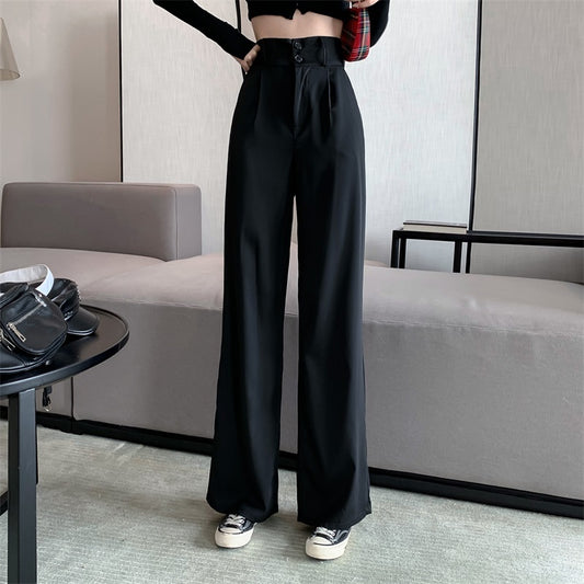 Urban Contour Tailored Trousers – Sleek Meets Street White Pants Women's High Waist Drape Suit Wide Leg Pants