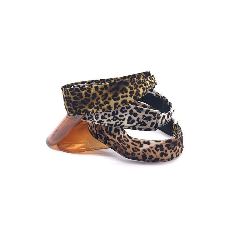 Leopard Print Sun Visor with Clear Brim Korean Style Personalized Leopard-print Brim Top Hat