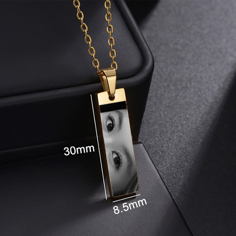 Custom Eyes Photo Necklace Stainless Stee Customized Engrave Eye Necklaces Personalized Picture Name Necklace For Men & Women