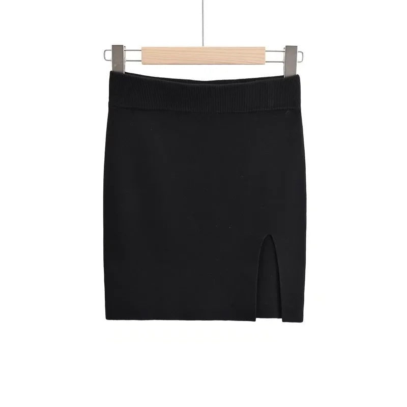 Short Skirt Fashion Side Slit Slim Knit For Women