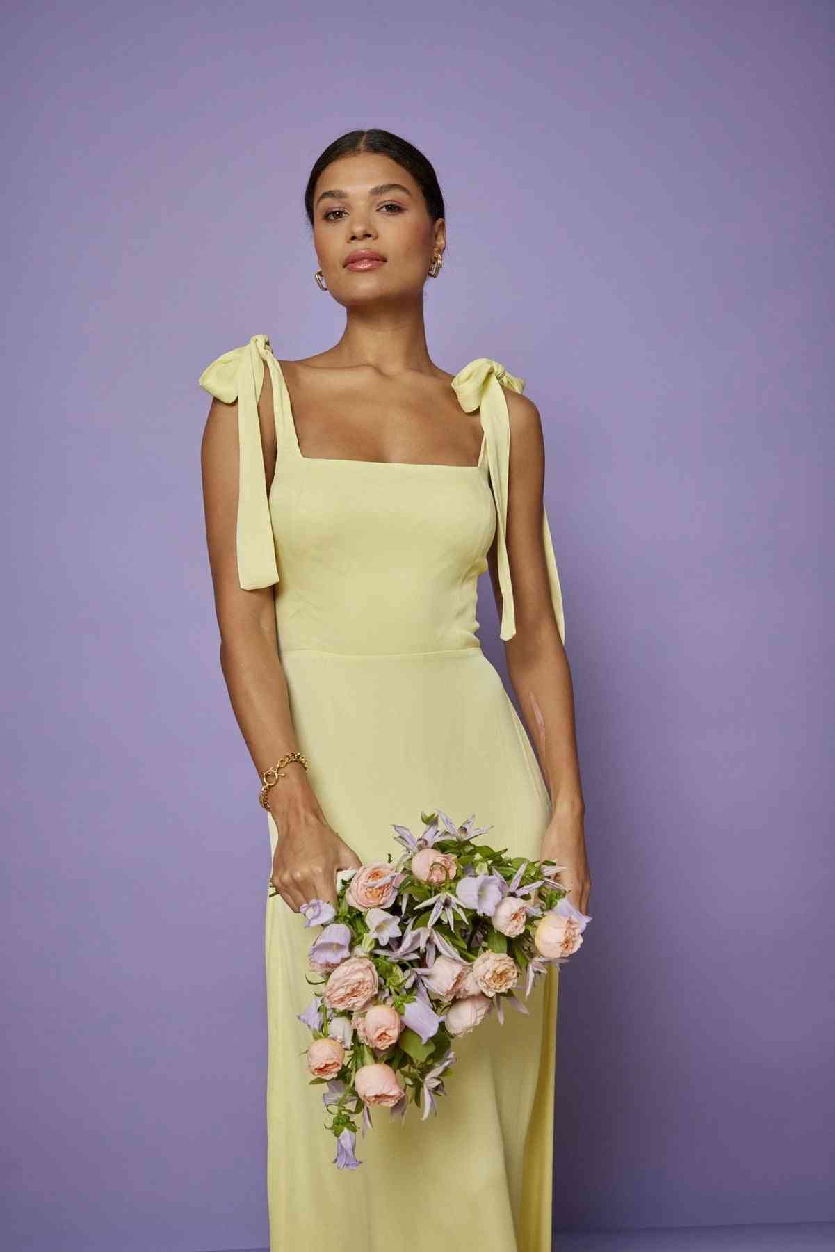 Elegant Bridesmaid Maxi Dresses with Various Necklines Fashion Plus Size Satin Bridesmaid Dress