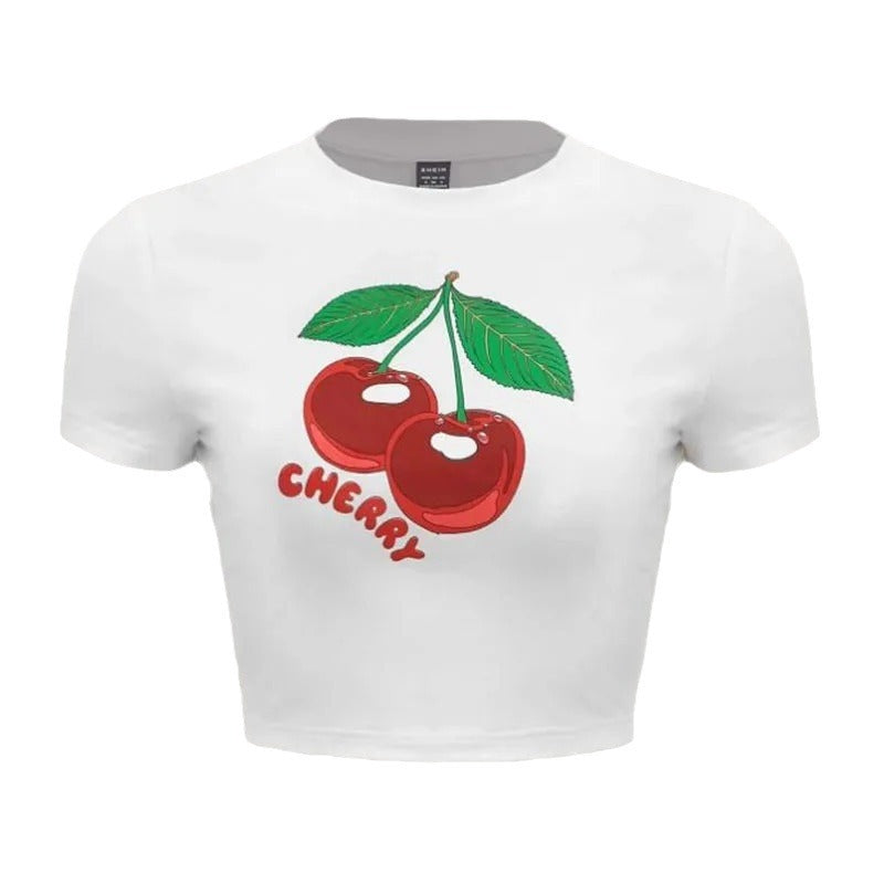 Women's Cute Cherry Print T-shirt Top