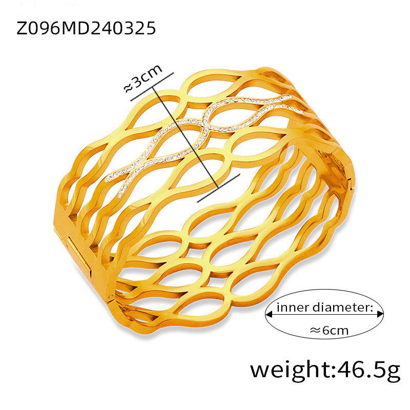 Fashion New Personalized Titanium Steel Gold-plated Diamond Geometric Bracelet