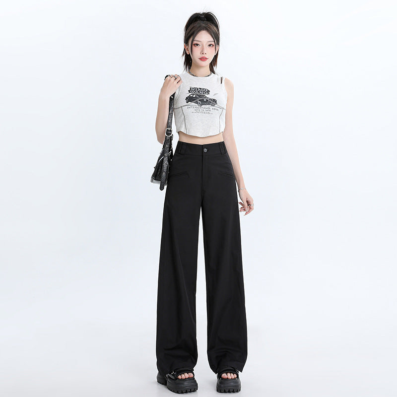 Urban Sleek Wide-Leg Trousers – Minimalist Street Edge Fashion Personality Wide-leg Casual Pants Women